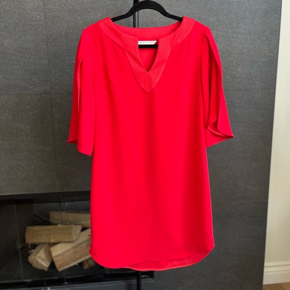 Trina Turk Red Clairette Shift Dress Size S - Picture 4 of 10
